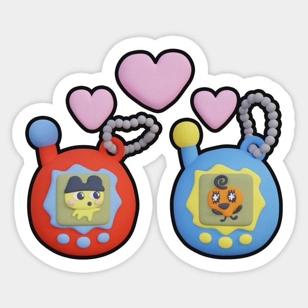 tamagotchi lovers OUTLINED Sticker by vxcl